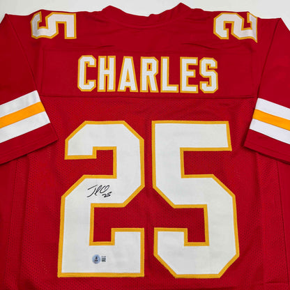 Autographed/Signed Jamaal Charles Kansas City Red Football Jersey JSA COA