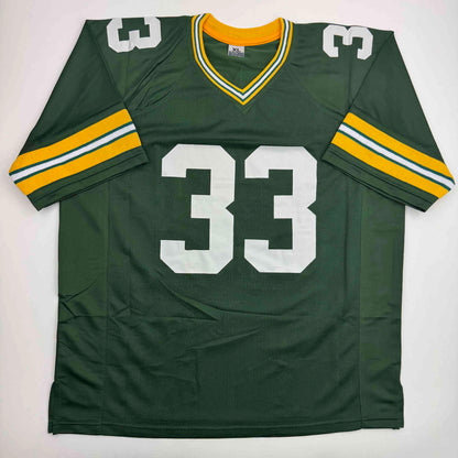 Autographed/Signed Aaron Jones Green Bay Green Football Jersey Beckett BAS COA
