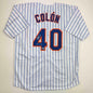 Autographed/Signed Bartolo Colon Inscribed Big Sexy New York Pinstripe Baseball Jersey Beckett BAS COA