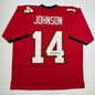 Autographed/Signed Brad Johnson Tampa Bay Red Football Jersey Beckett BAS COA