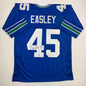 Autographed/Signed Kenny Easley HOF 17 Seattle Blue Football Jersey JSA COA