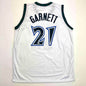 Autographed/Signed Kevin Garnett Minnesota White Basketball Jersey JSA COA