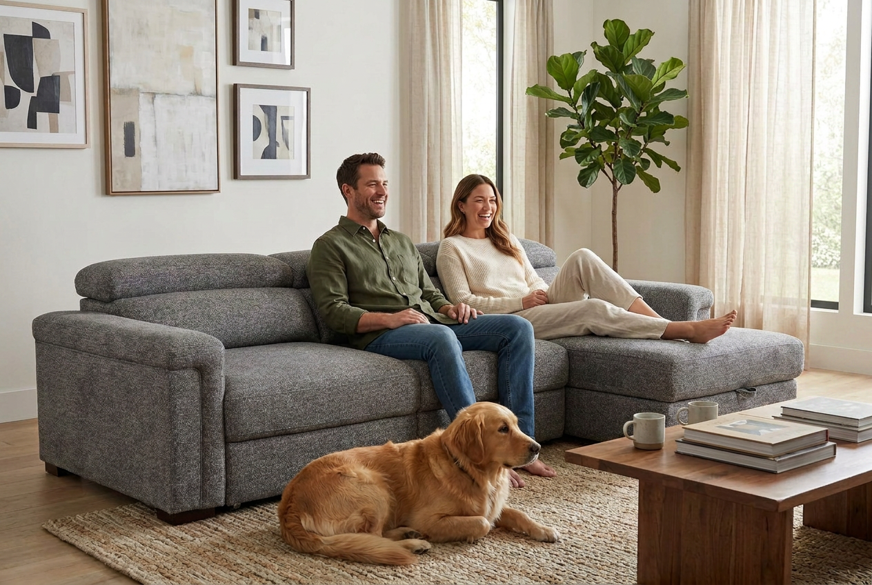 Lucious Gray Double Slider Power Sectional Sofa w/ Storage RAF Chaise