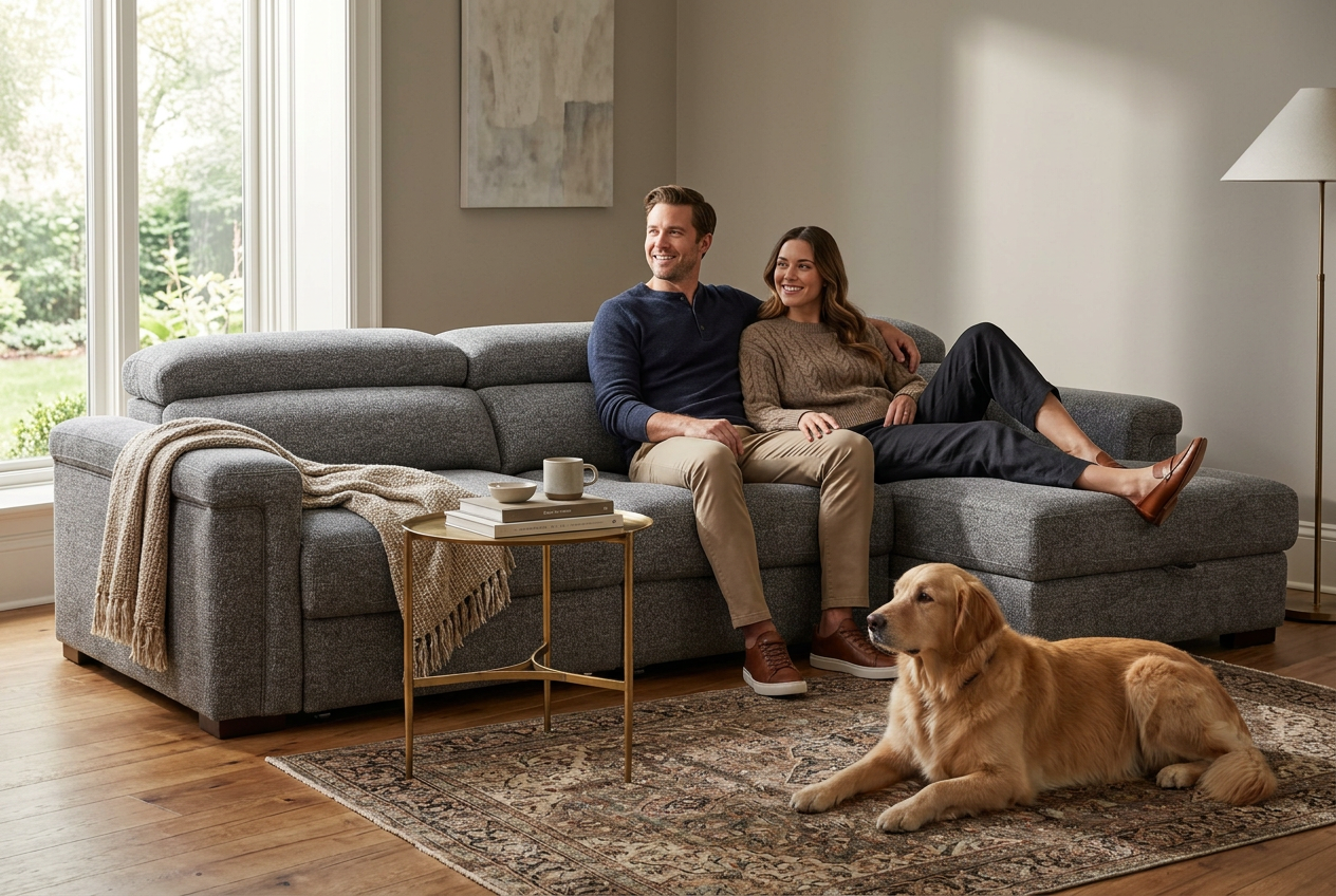 Lucious Gray Double Slider Power Sectional Sofa w/ Storage RAF Chaise