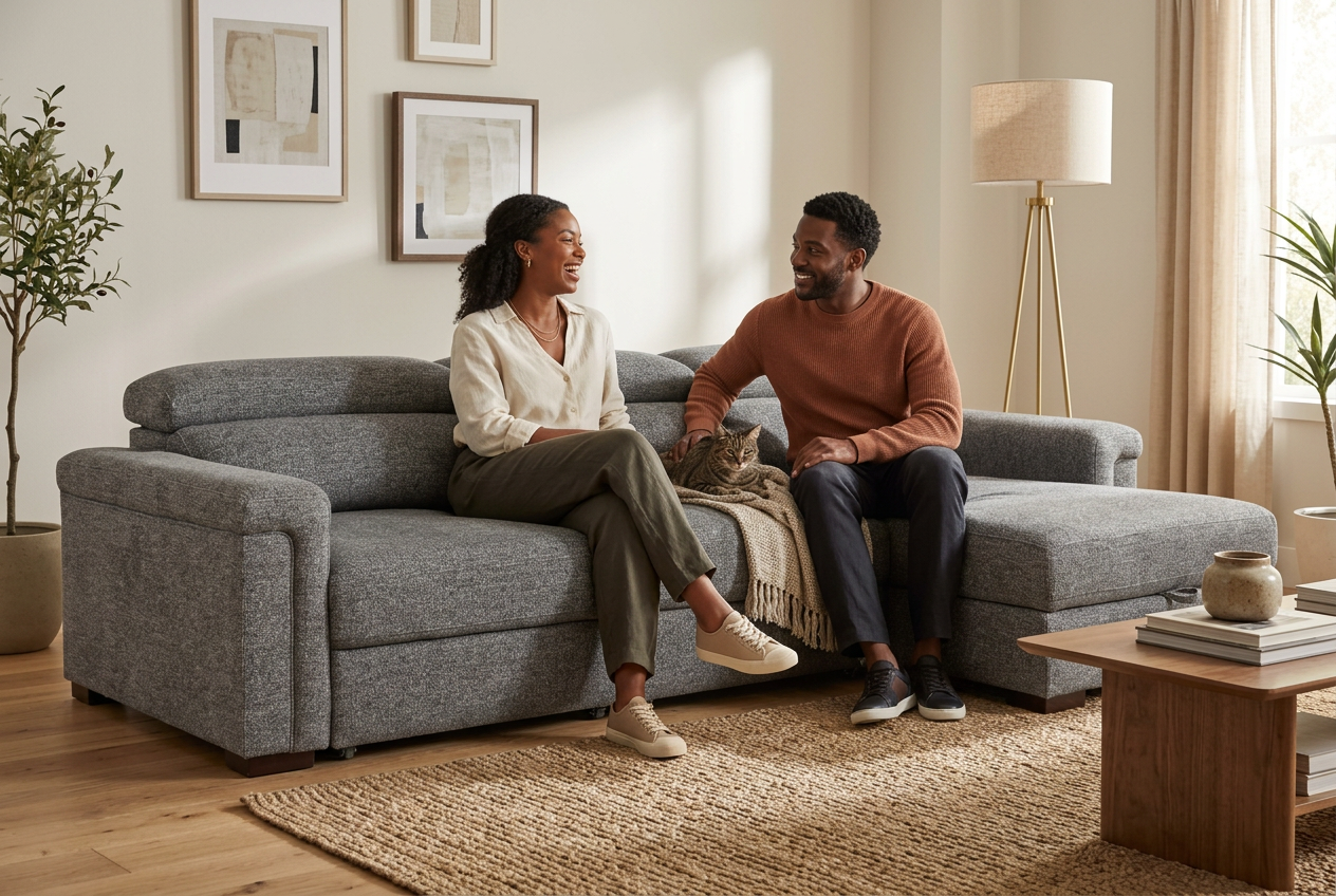 Lucious Gray Double Slider Power Sectional Sofa w/ Storage RAF Chaise