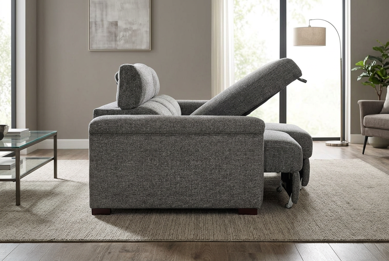 Lucious Gray Double Slider Power Sectional Sofa w/ Storage RAF Chaise