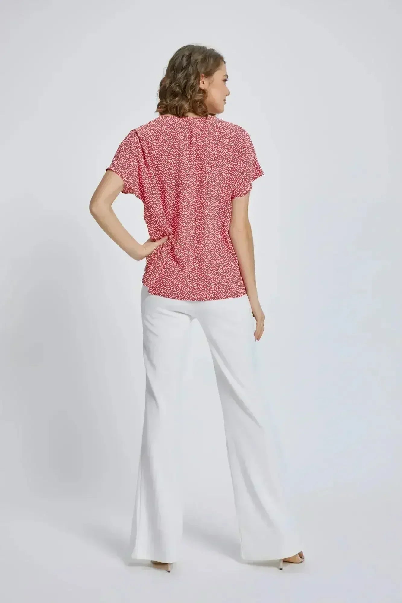 V-Neck Wrap Front Blouse - Knot Detail Short Sleeve Top for Women | Femstylo
