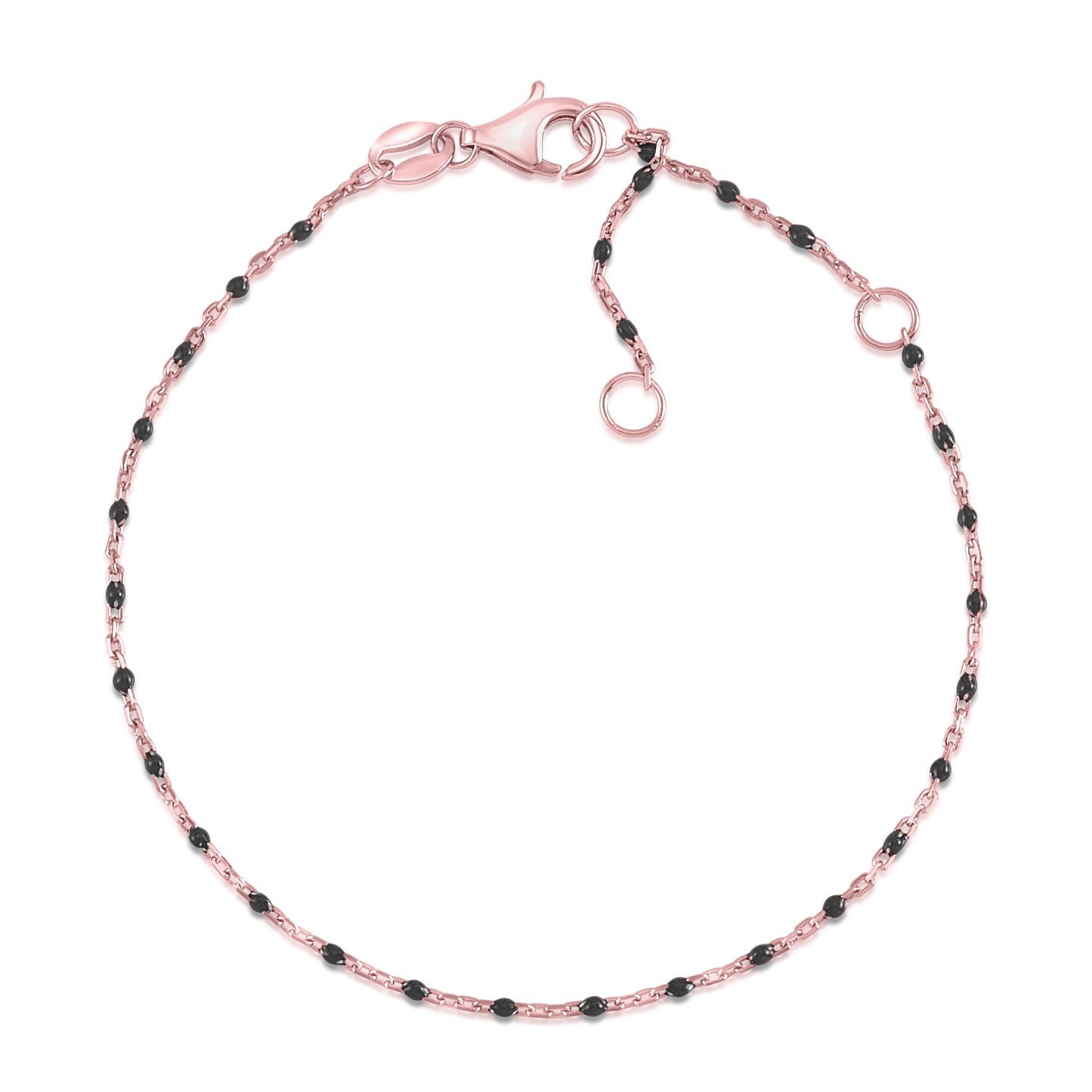 MASSETE Sterling Silver 925 Thin Dew Drop Stacking Bracelet Enamel Cable Chain 7.5"
