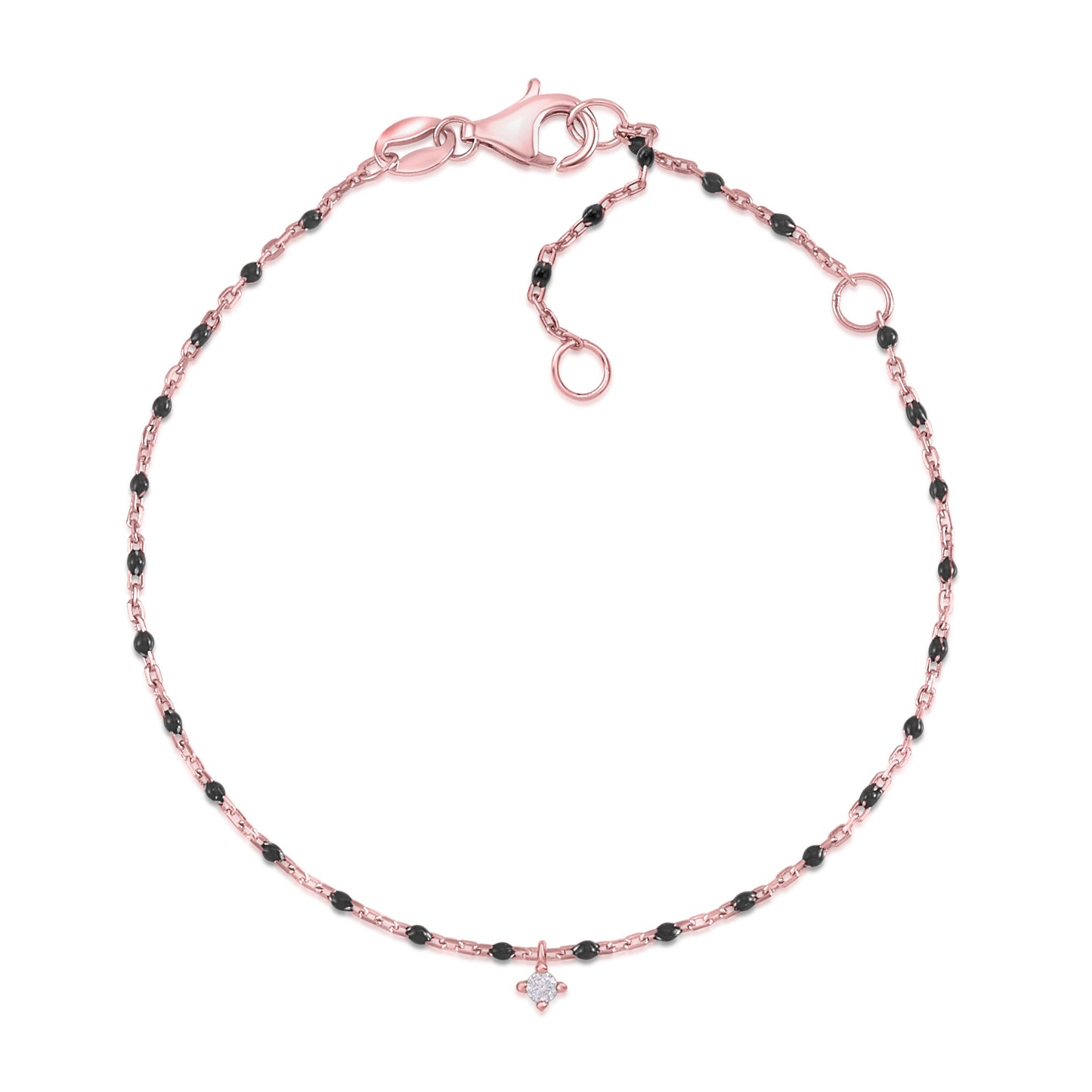 MASSETE Sterling Silver 925 Thin Dew Drop Stacking Bracelet Enamel Cable Chain 7.5"