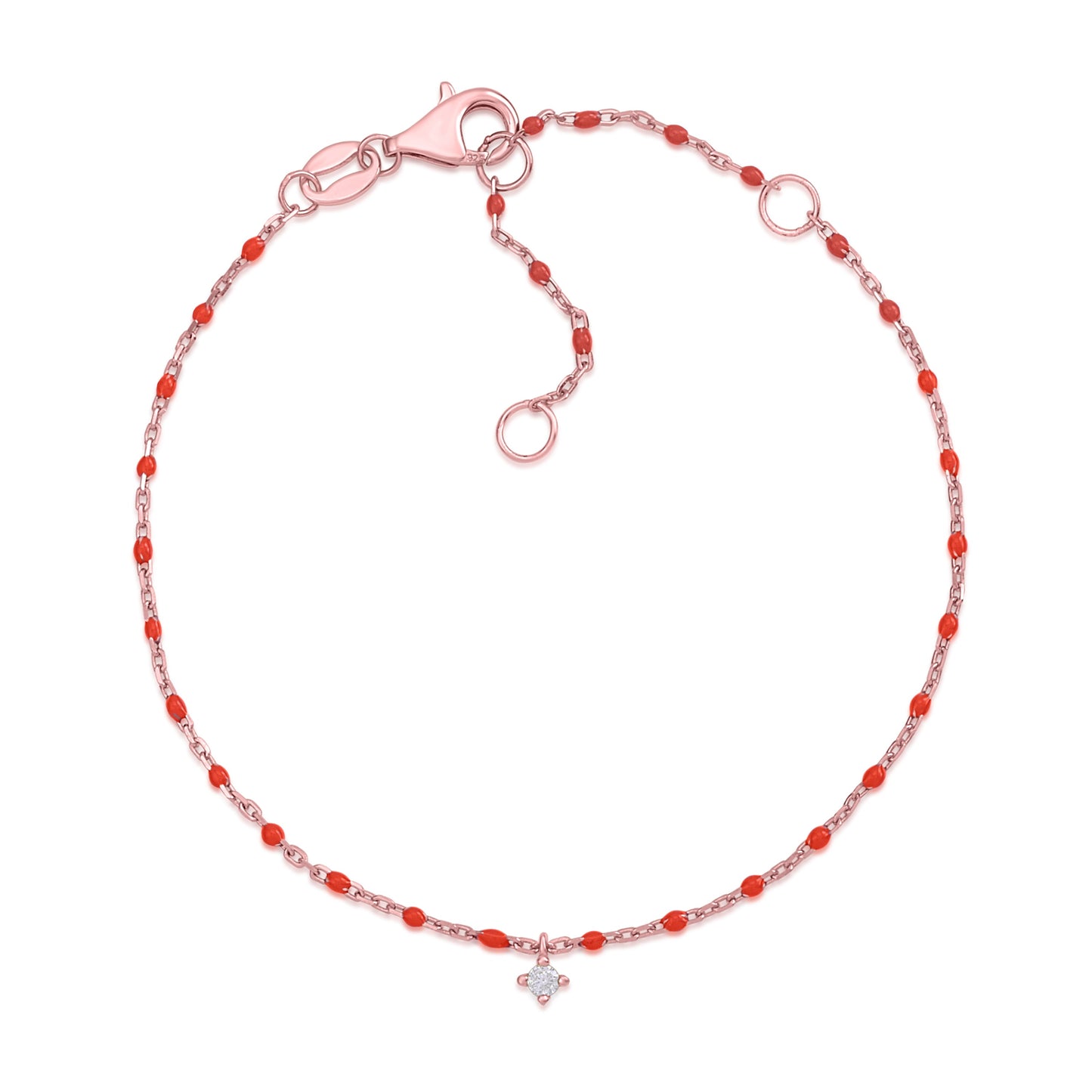 MASSETE Sterling Silver 925 Thin Dew Drop Stacking Bracelet Enamel Cable Chain 7.5"