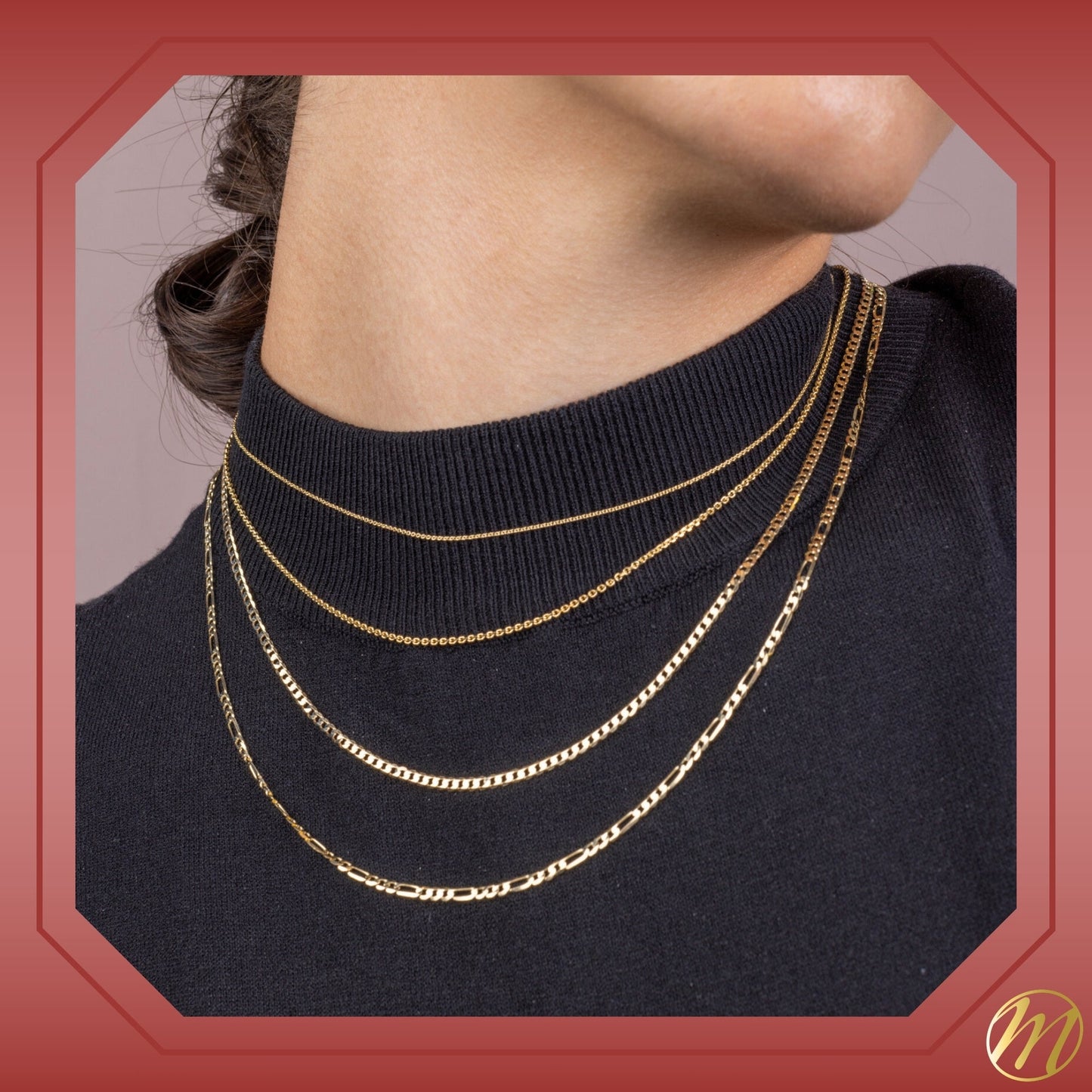 14k Solid Yellow Gold Cable Link Chain Made in Germany Width 0.9mm Length 16"