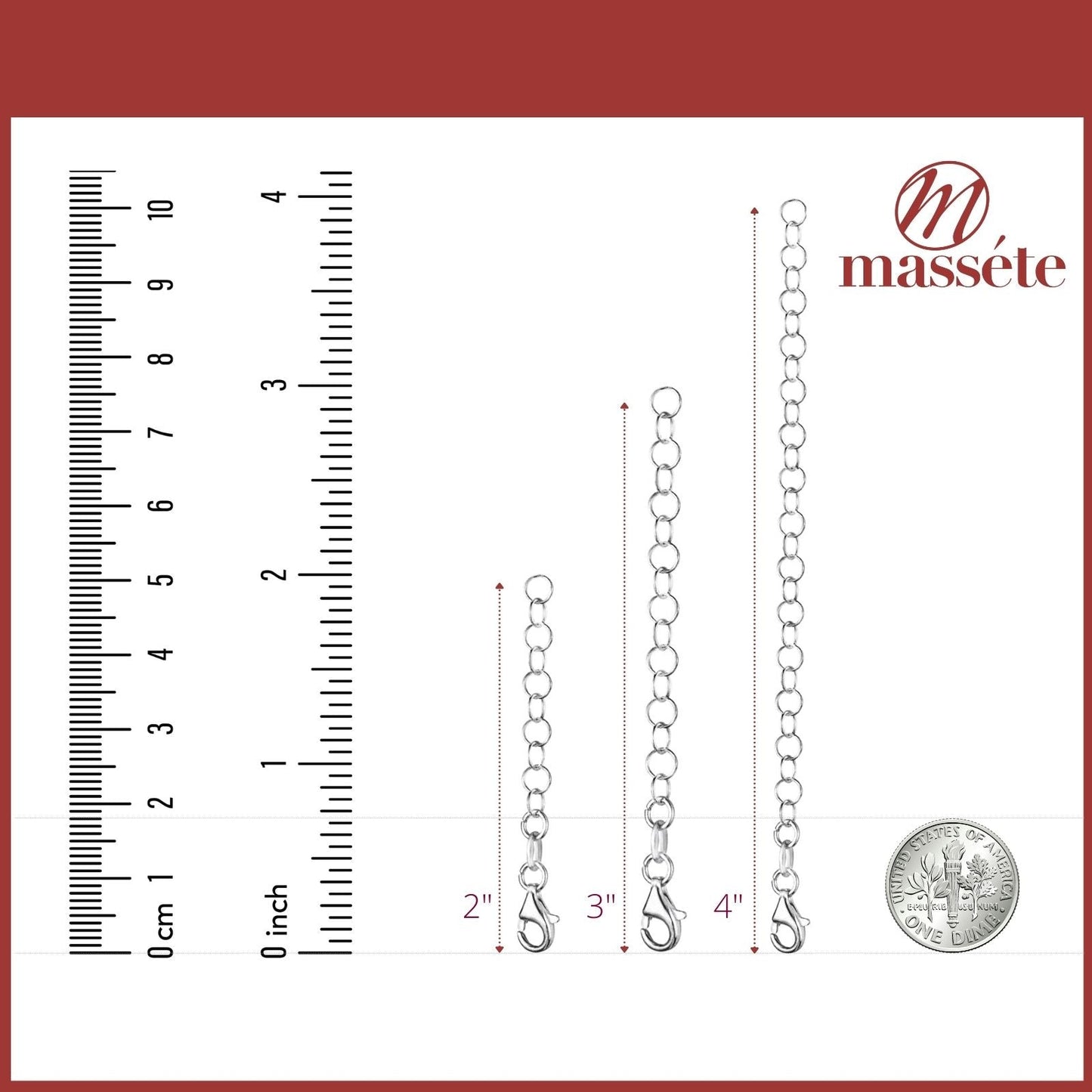 Chain Extender for Necklace Sterling Silver Rolo Italy
