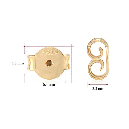 Earring Back Replacements Butterfly 18K Solid Yellow Gold Italy