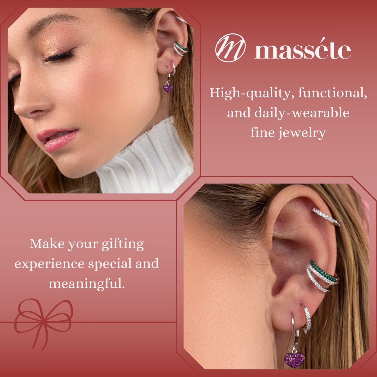 MASSETE Sterling Silver 925 Pave CZ Simulated Diamond Leverback Earrings Dangle