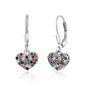 Sterling Silver Heart Leverback Dangle Earrings Multi Colors for Girls