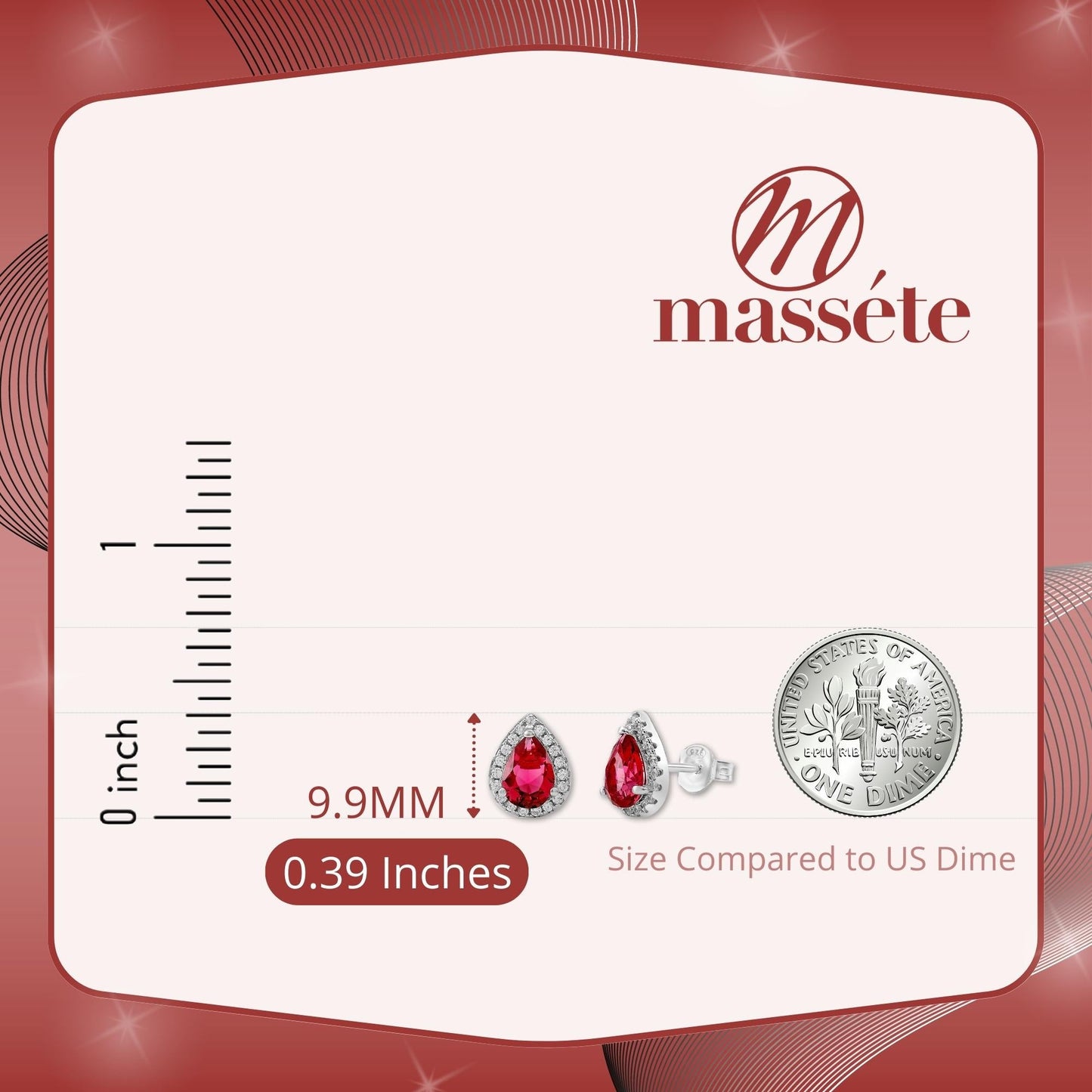 Sterling Silver Pear Halo Earring Studs for Women and Girls Simulated Birthstone Earrings