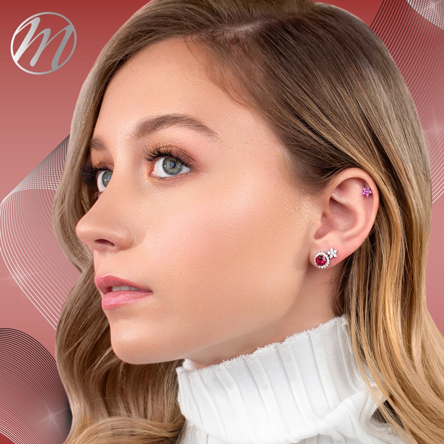 Sterling Silver Small Flower Stud Earrings Simulated Birthstone 6mm | Choose from 12 Colors