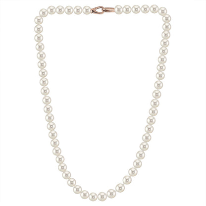 MASSETE White Round Freshwater Cultured Pearl Necklace for Women Sterling Silver Lobster Clasp Modern 6.5mm 18"