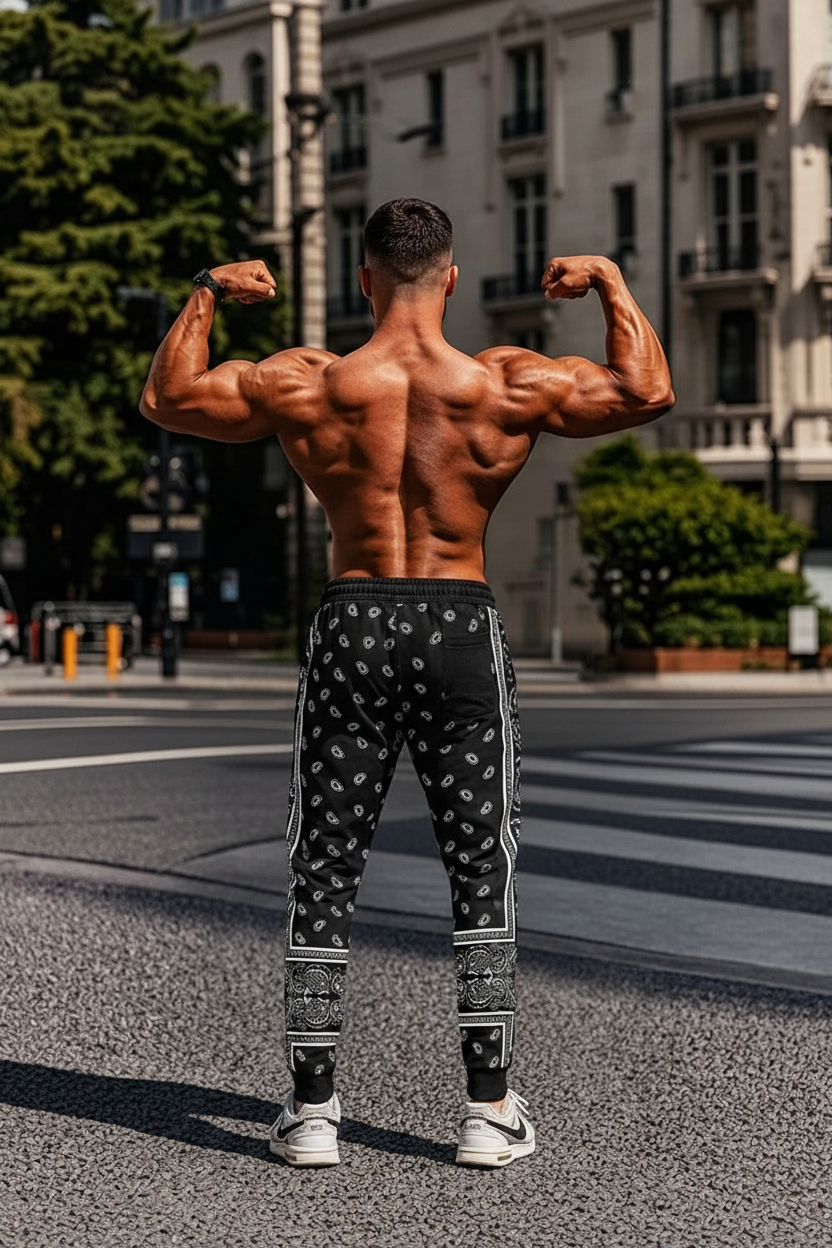 Men's 3D Bandana Print Track Pants - Paisley Streetwear Joggers - Slim Fit Athletic Sweatpants