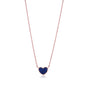 MASSETE Sterling Silver 925 Rose Gold Plated Heart Beaded Pave CZ Pendant Necklace Rolo Chain 17"