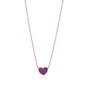 MASSETE Sterling Silver 925 Rose Gold Plated Heart Beaded Pave CZ Pendant Necklace Rolo Chain 17"