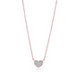 MASSETE Sterling Silver 925 Rose Gold Plated Heart Beaded Pave CZ Pendant Necklace Rolo Chain 17"