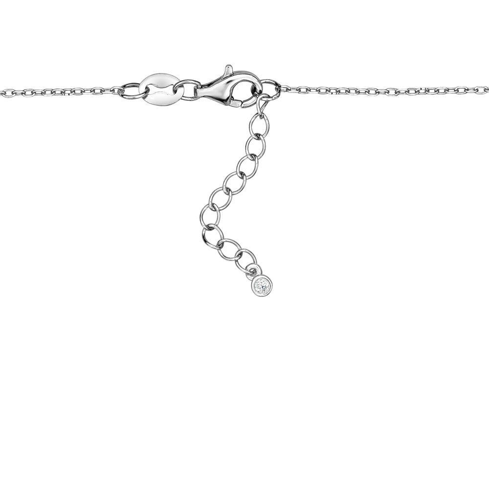 Sterling Silver Necklace Pendant for Girls Large Open Heart with Simulated Diamonds 17.5"