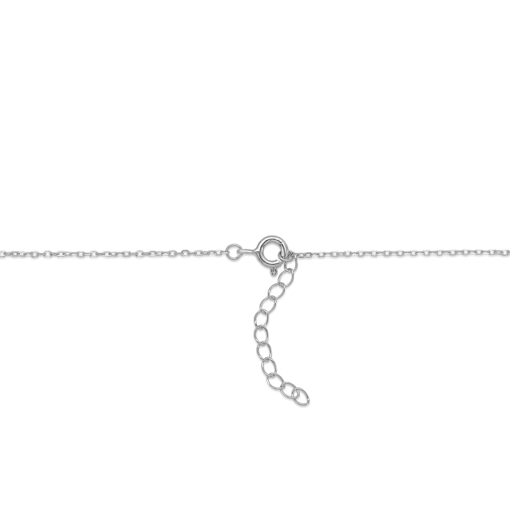Sterling Silver Necklace Pendant for Girls Petite Heart Charm with Simulated Diamonds 17.5"