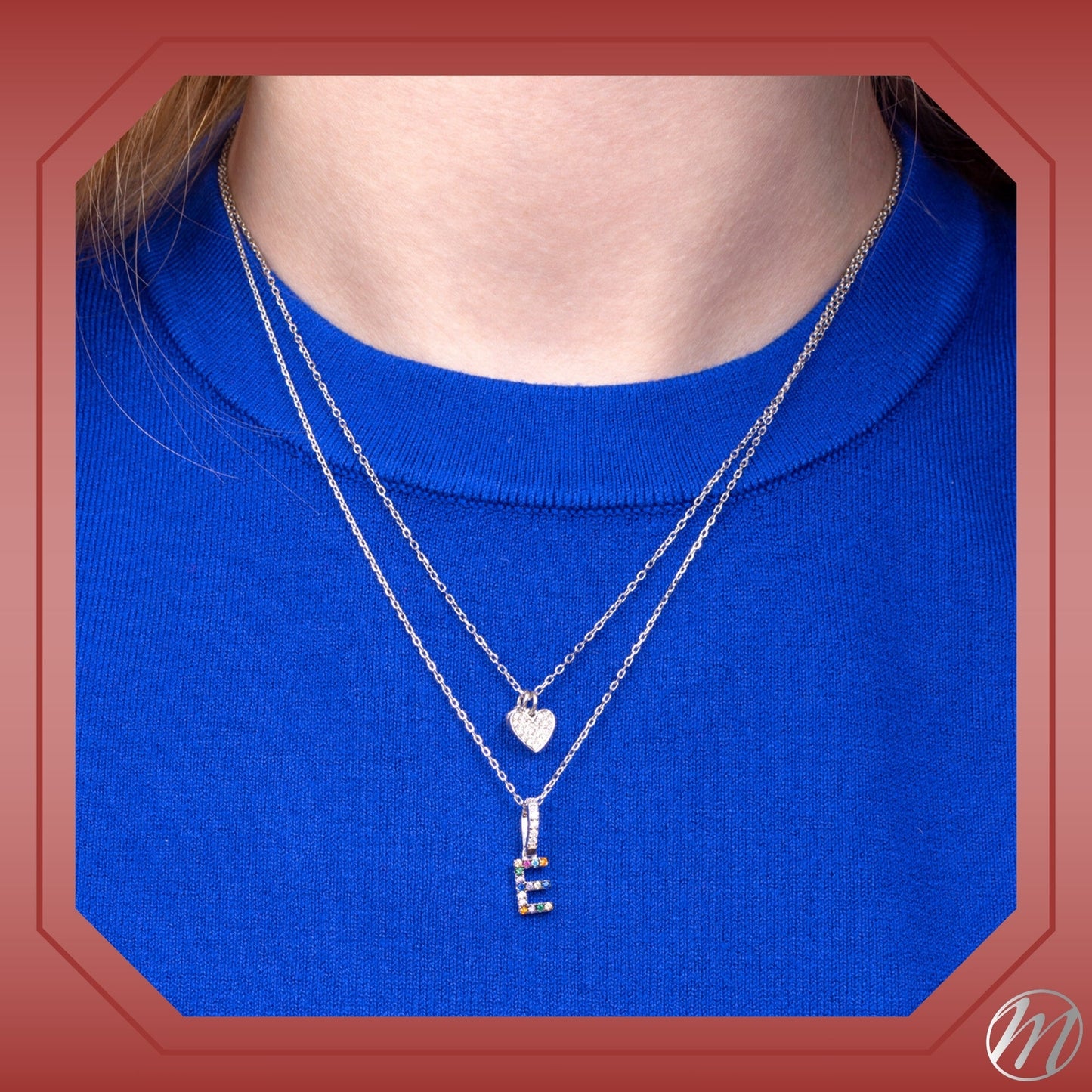 Sterling Silver Necklace Pendant for Girls Petite Heart Charm with Simulated Diamonds 17.5"
