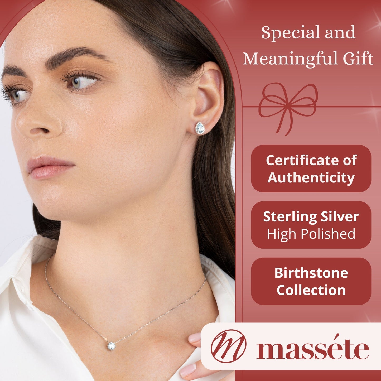 Sterling Silver Floating Solitaire Necklace Pendant for Girls Simulated Birthstone