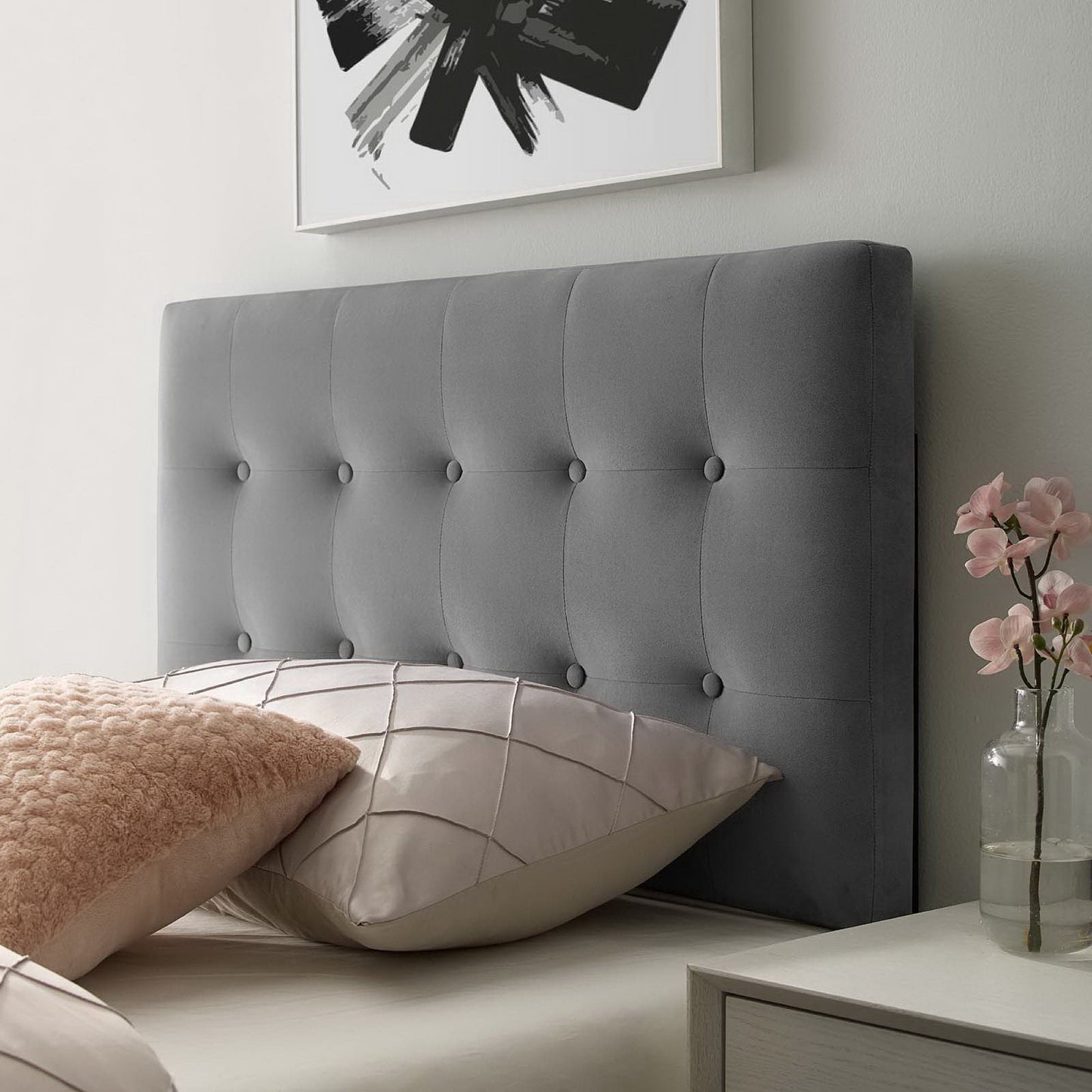 Emily Biscuit Tufted Performance Velvet Twin Headboard