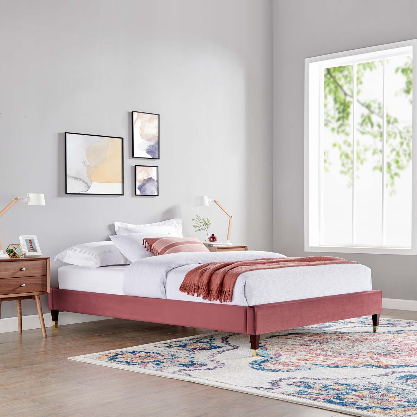 Harlow Performance Velvet Queen Platform Bed Frame by Modway