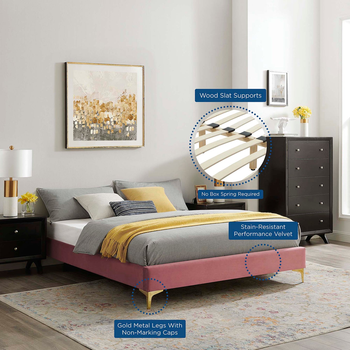 Sutton Performance Velvet Full Bed Frame by Modway