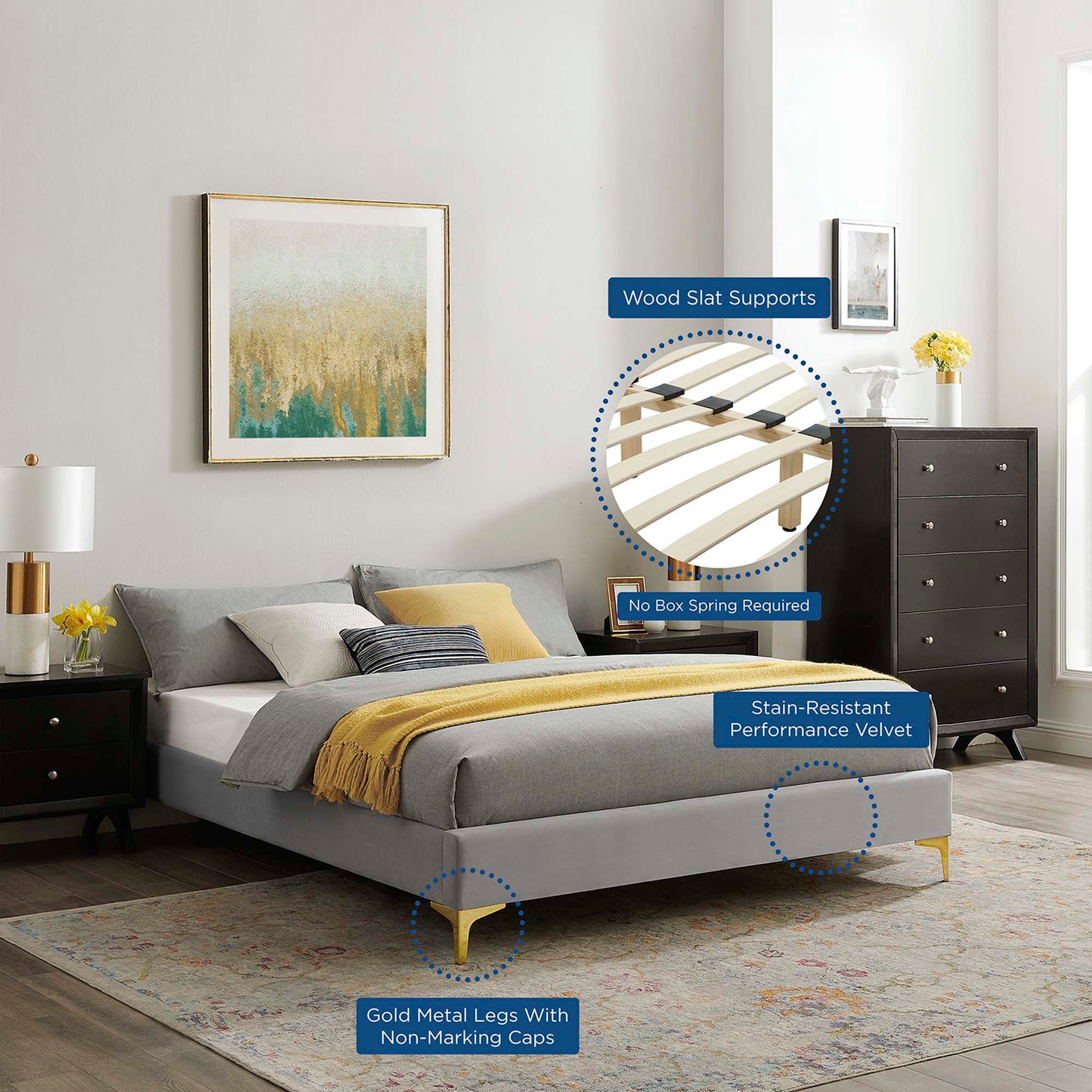 Sutton Performance Velvet Full Bed Frame by Modway