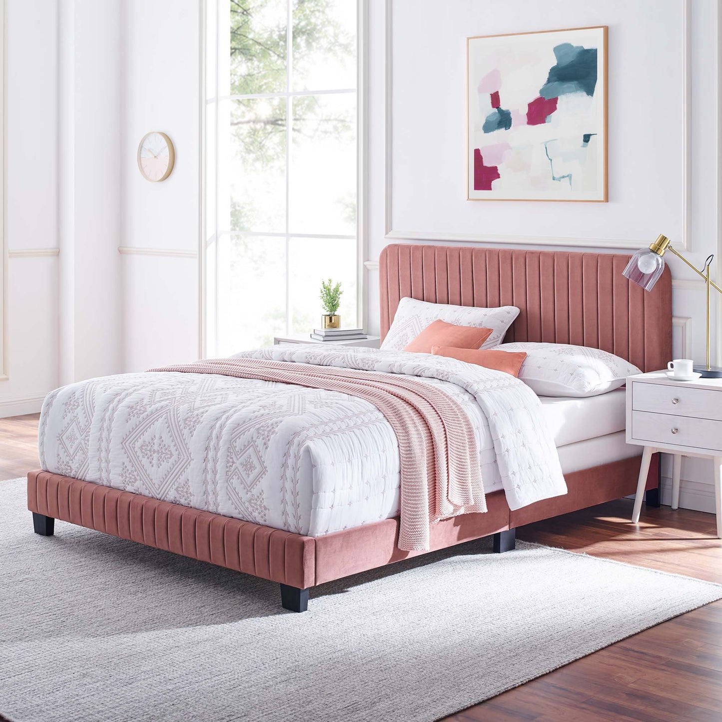 Celine Channel Tufted Performance Velvet Queen Bed by Modway