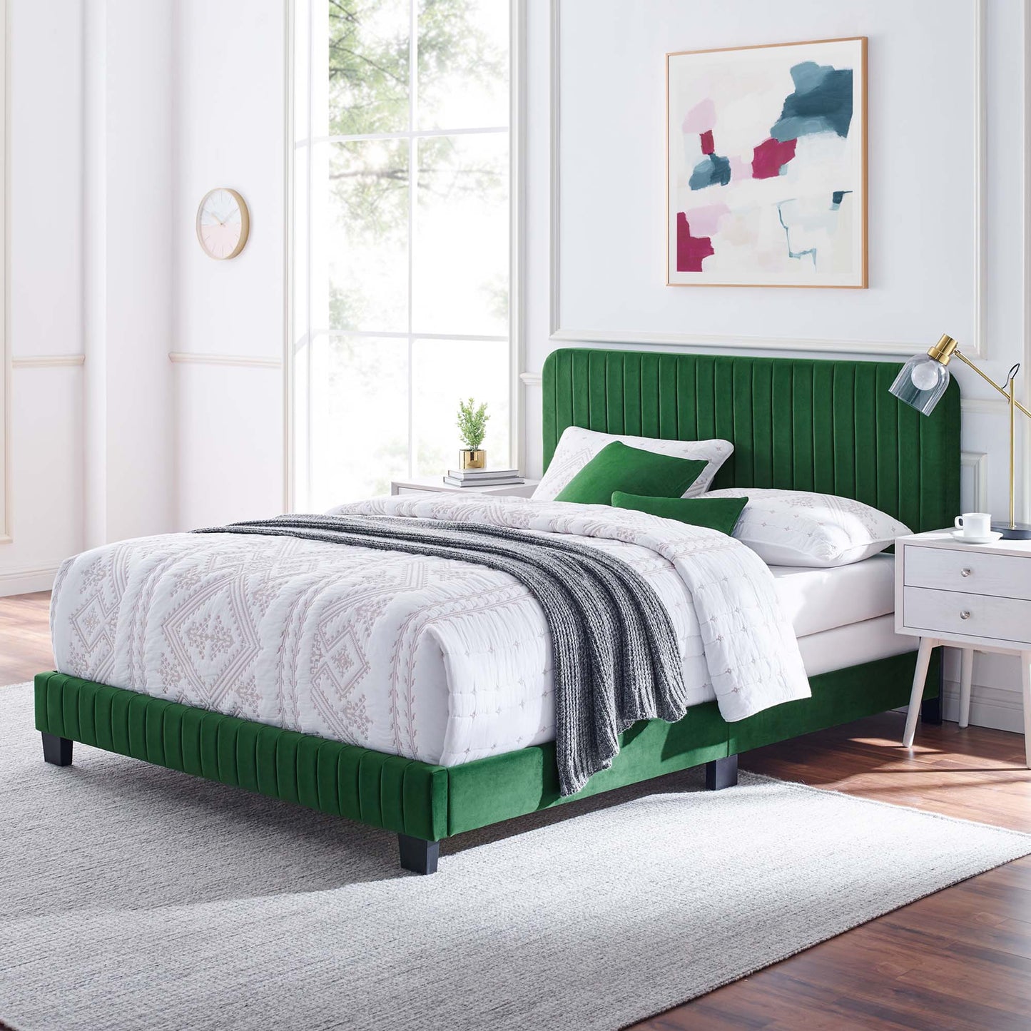 Celine Channel Tufted Performance Velvet Queen Bed by Modway