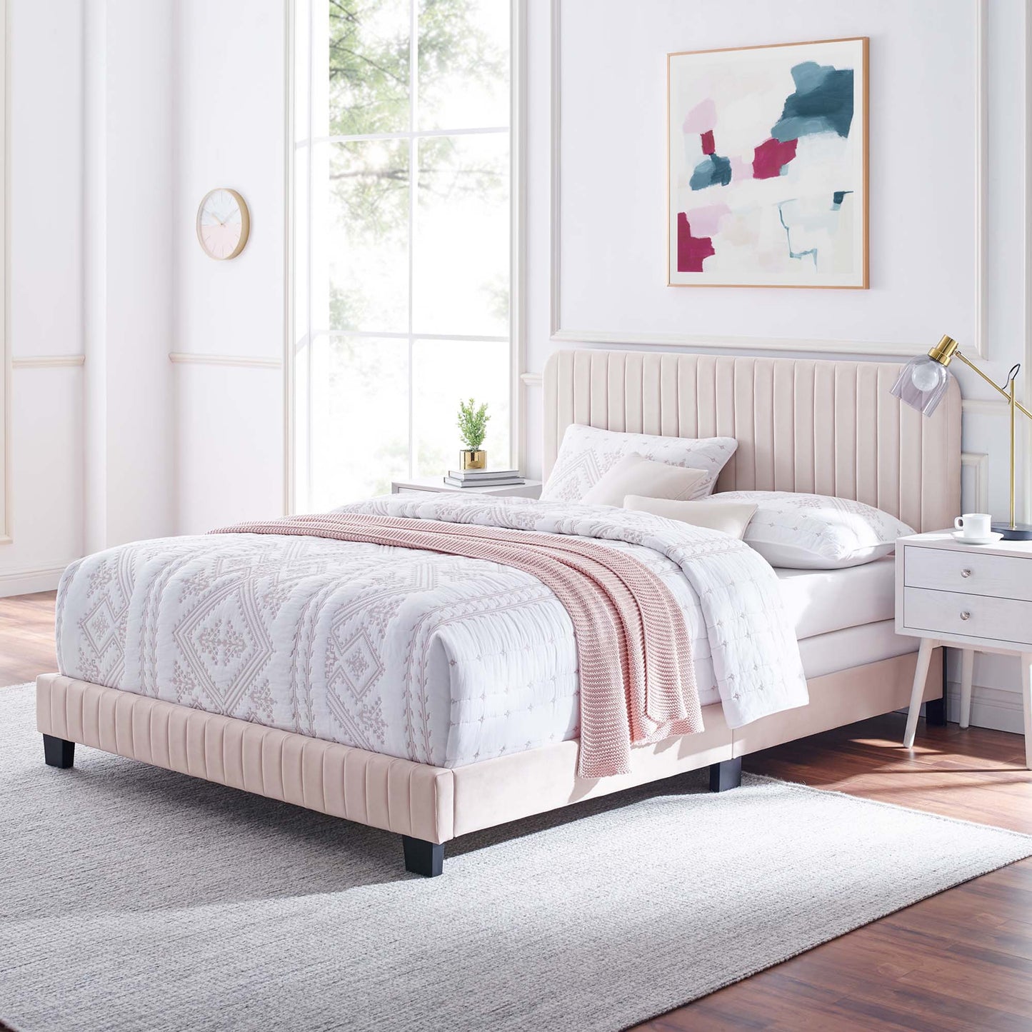 Celine Channel Tufted Performance Velvet Queen Bed by Modway