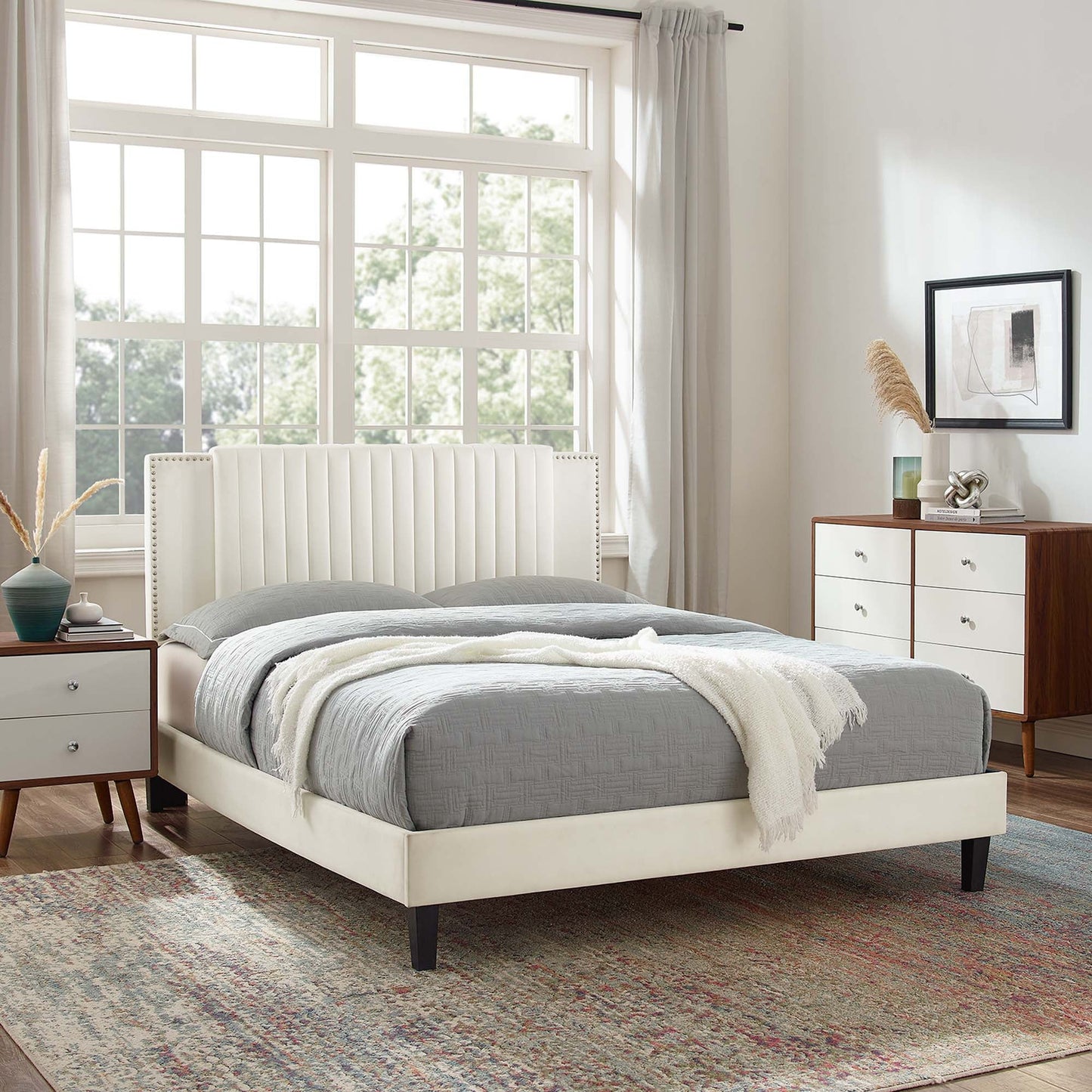 Zahra Channel Tufted Performance Velvet Twin Platform Bed by Modway