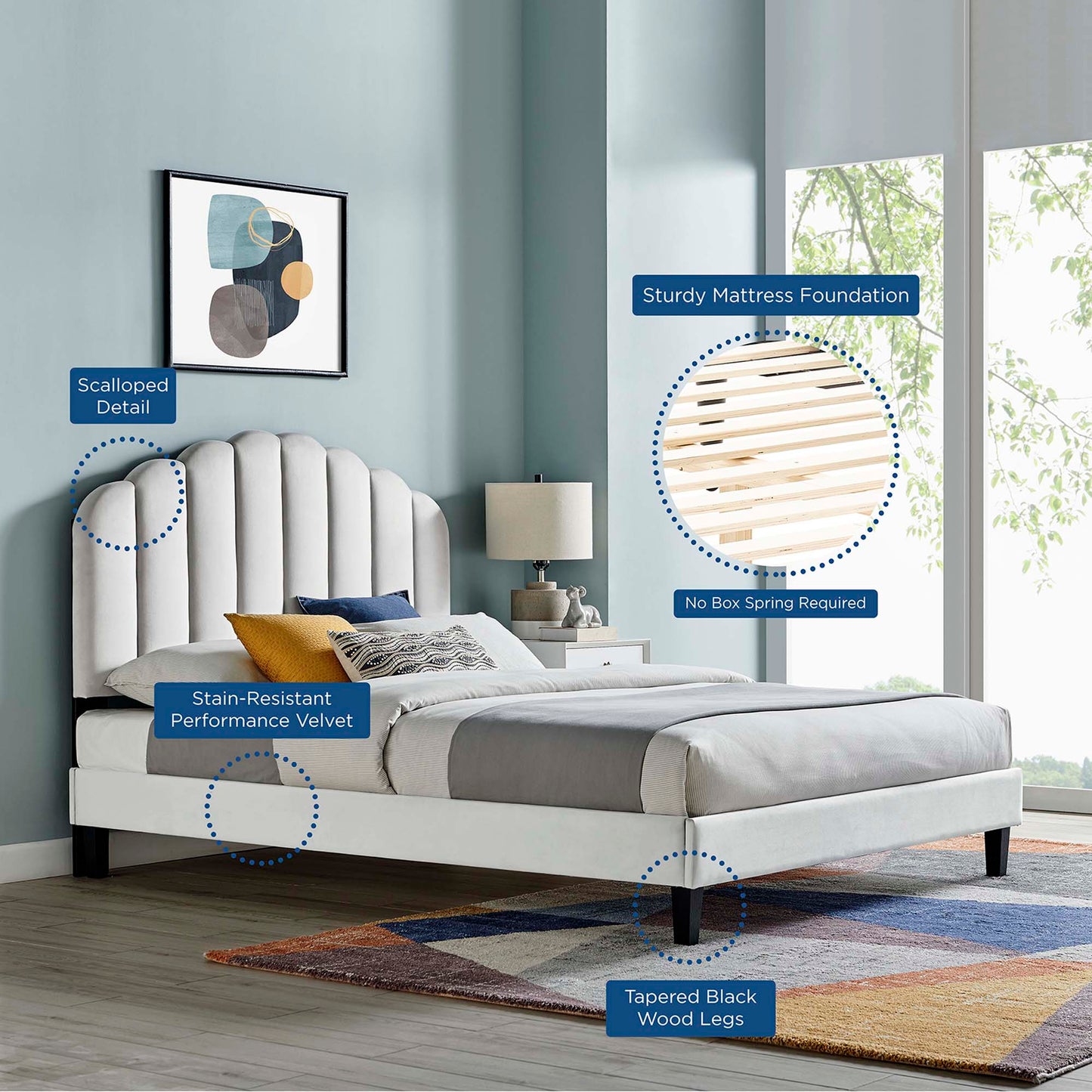 Daisy Performance Velvet Full Platform Bed by Modway