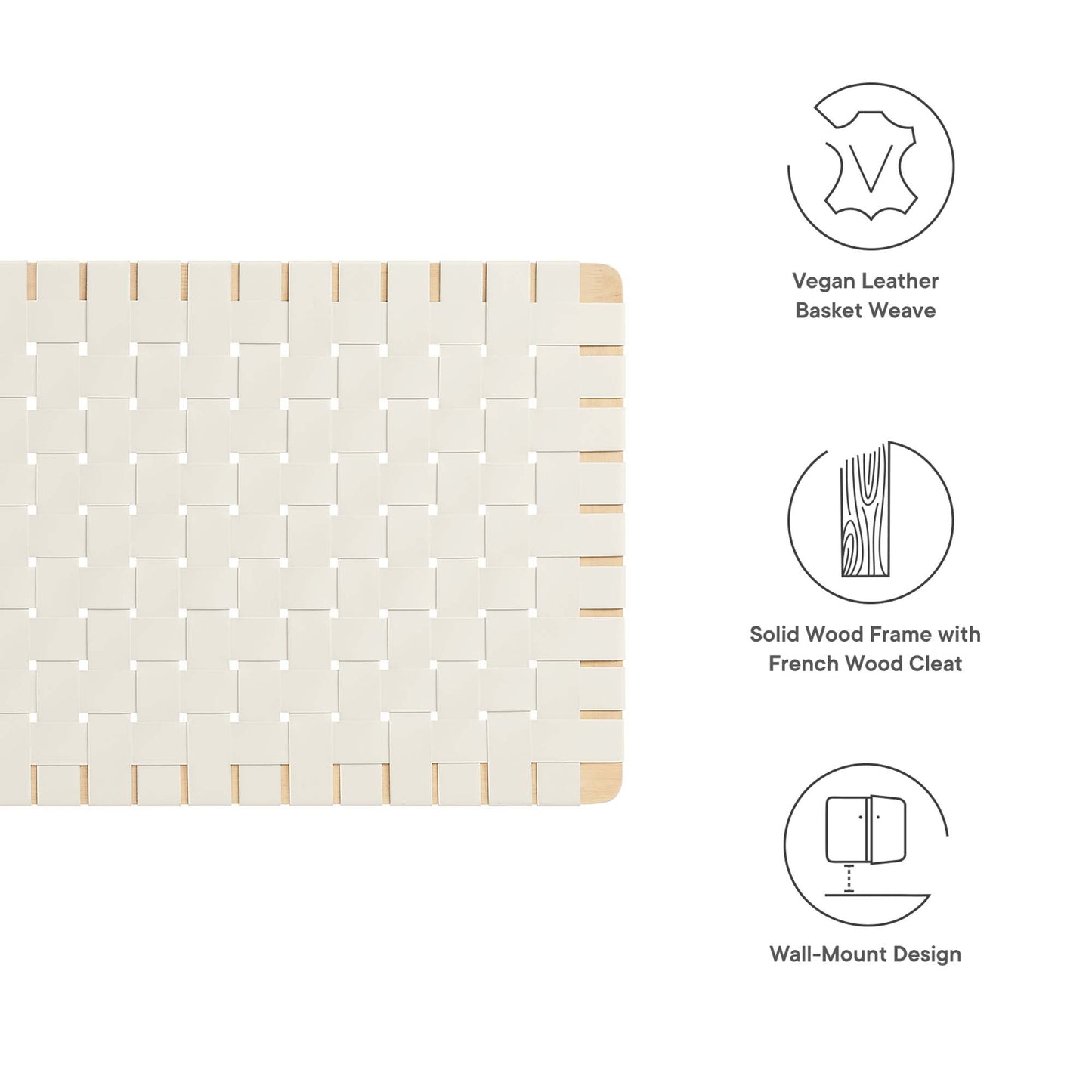 Sparta Weave Wall-Mount Vegan Leather Twin Headboard by Modway