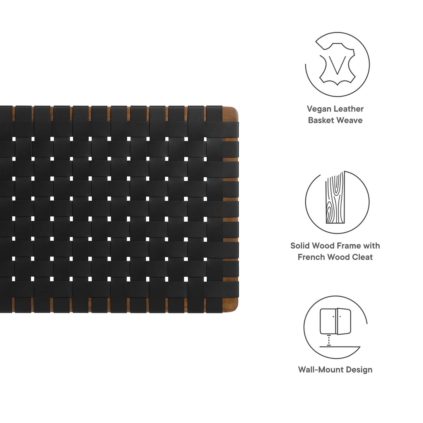 Sparta Weave Wall-Mount Vegan Leather Twin Headboard by Modway