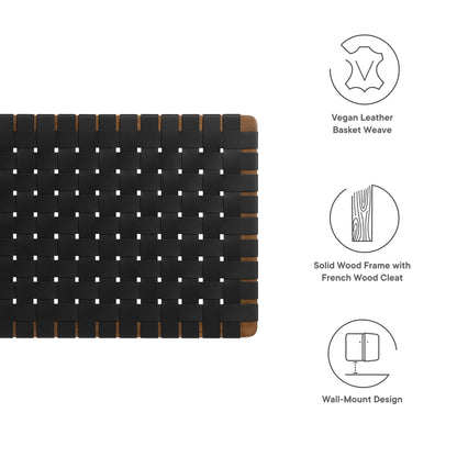 Sparta Weave Wall-Mount Vegan Leather Twin Headboard by Modway