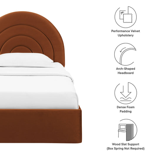 Solana Arched Performance Velvet Twin Platform Bed