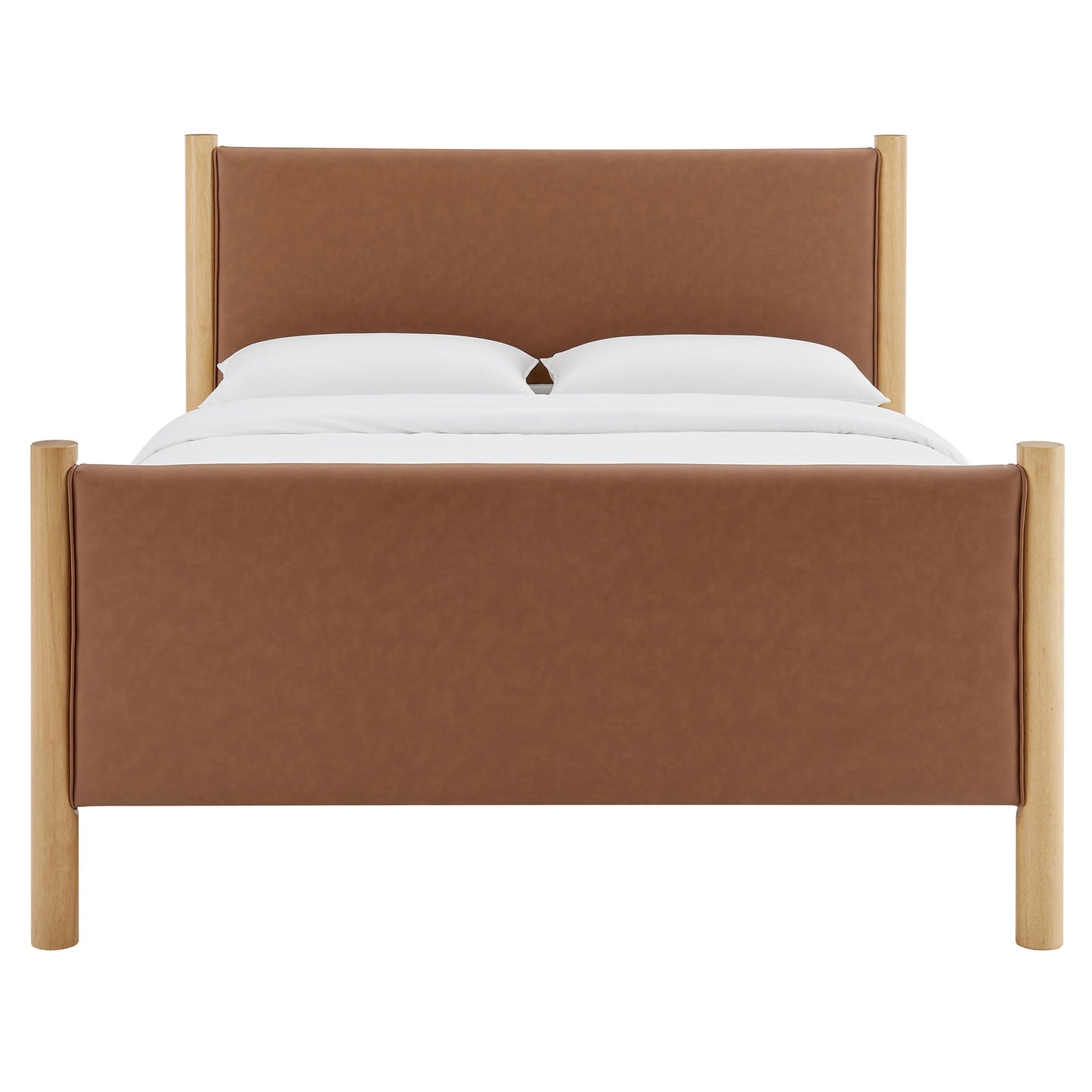 Maven Queen Size Vegan Leather Upholstered Platform Bed