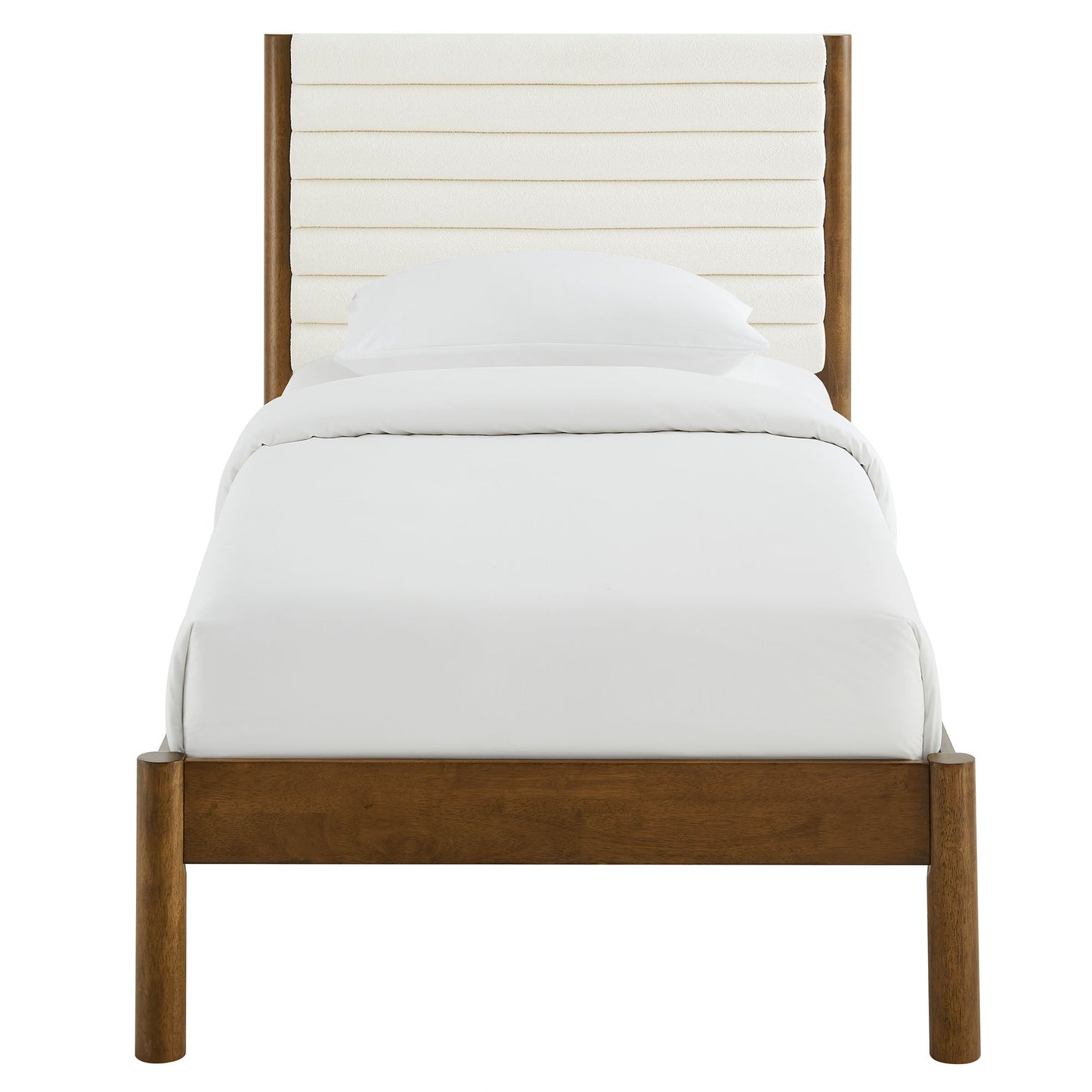 Olea Channel Tufted Boucle Solid Wood Twin Platform Bed by Modway