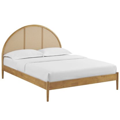 Odette Queen Arched Rattan Cane Platform Bed by Modway