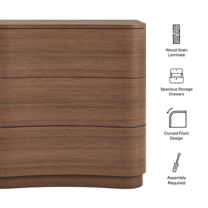 Mirae 3-Drawer Curved Compact Dresser by Modway