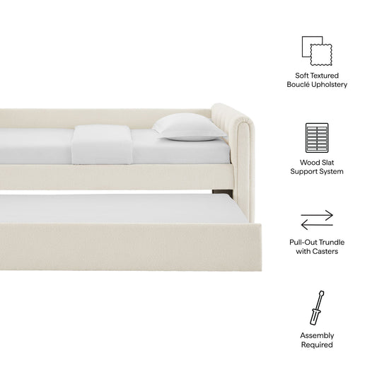 Veyla Channel Tufted Boucle Twin Daybed with Trundle by Modway