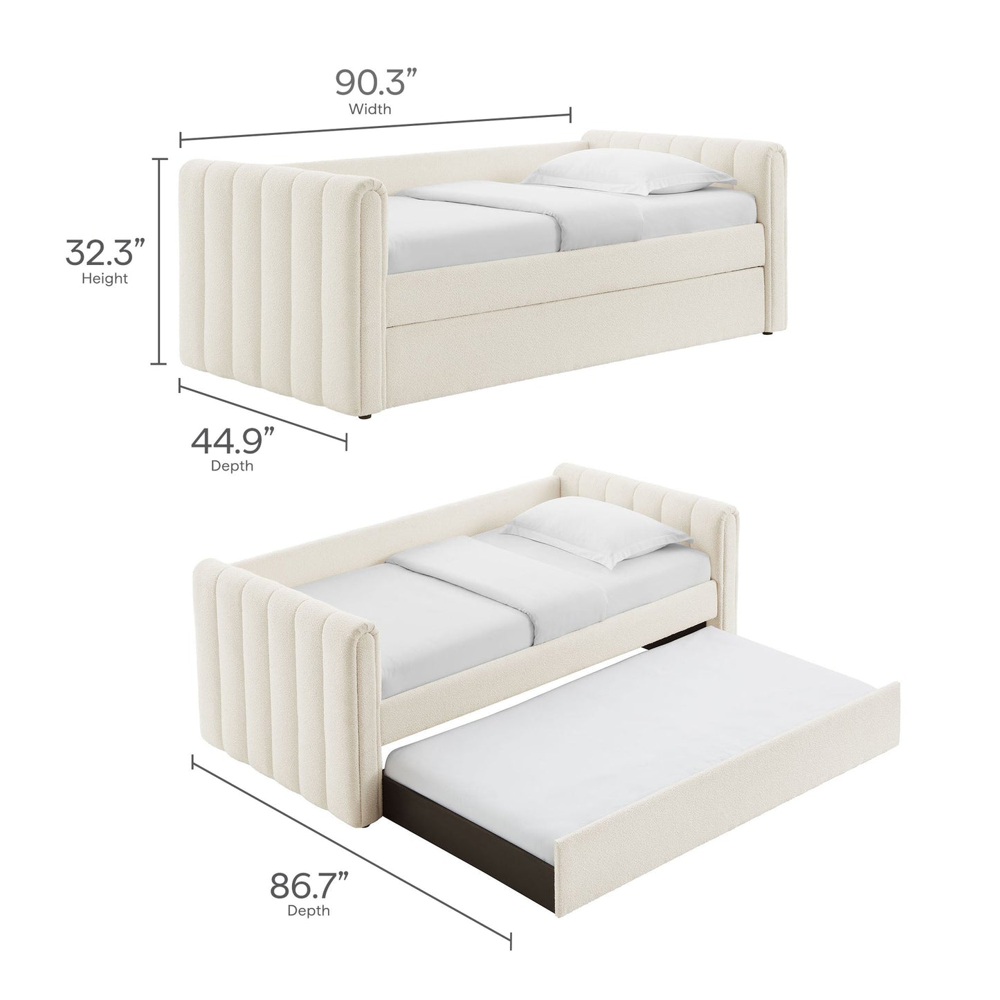 Veyla Channel Tufted Boucle Twin Daybed with Trundle by Modway