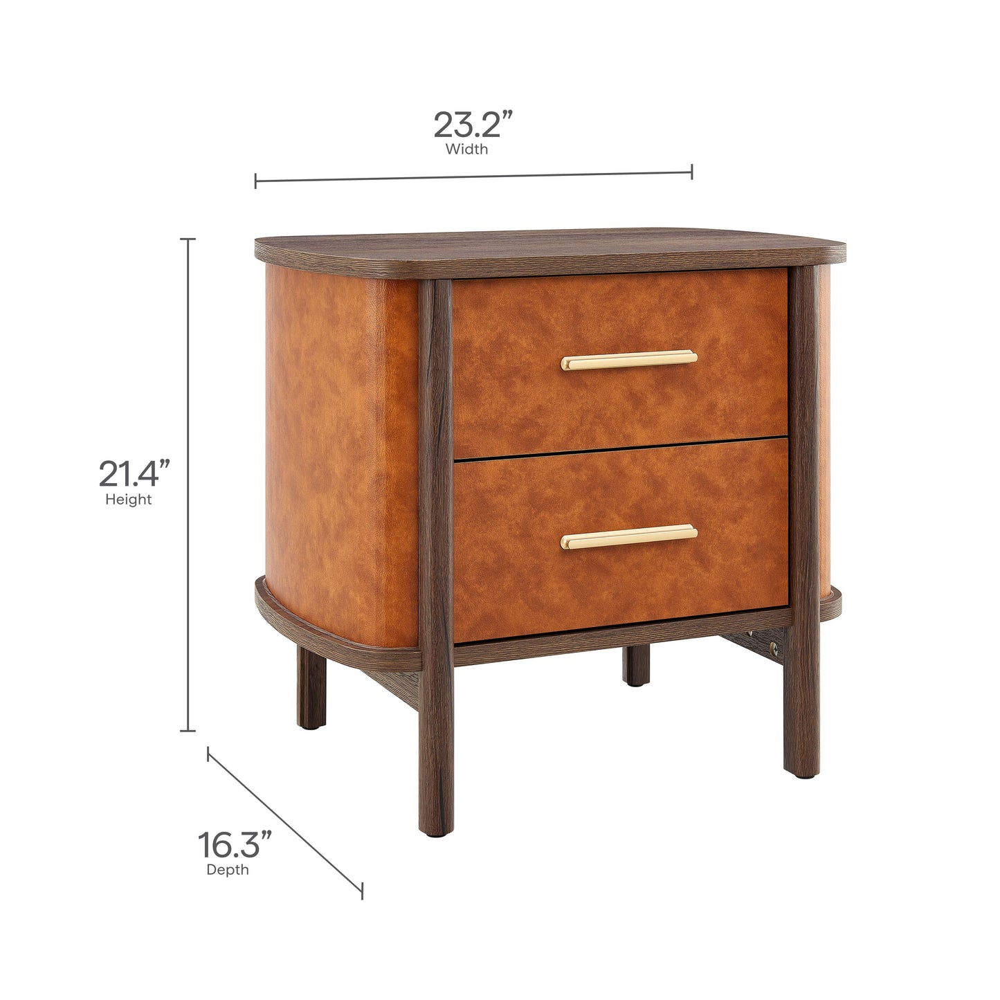 Coralie 2-Drawer Curved Vegan Leather Nightstand by Modway